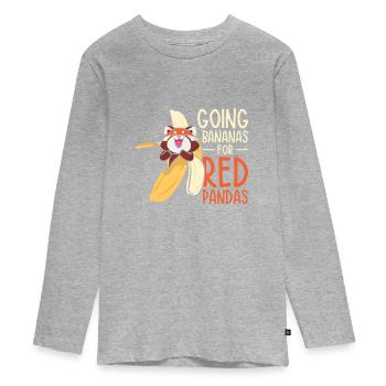 Mignon animal panda rouge banane fruit faune - T-shirt manches longues Premium Ado - gris chiné - Devant