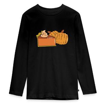 Pumpkin Spice Pie Foodie Whipped Cream Dessert - Teenager Premium Organic Long Sleeve Shirt - black - Front - AI Model Kid Female (0cm)
