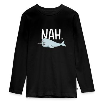 Procrastinating Narwhal Lover Aquatic Animals - Teenager Premium Organic Long Sleeve Shirt - black - Front - AI Model Kid Female (0cm)