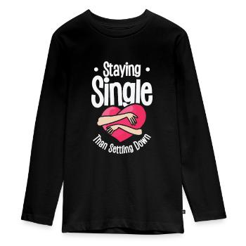 Single Vintage Fan Single Zitate Retro Single - Teenager Premium Bio Langarmshirt - Schwarz - Vorne - AI Model Kid Female (0cm)