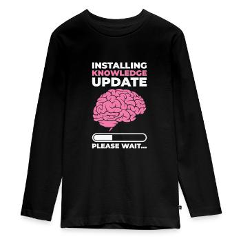 Installing Knowledge Update Student Brain Loading - Teenager Premium Organic Long Sleeve Shirt - black - Front - AI Model Kid Female (0cm)