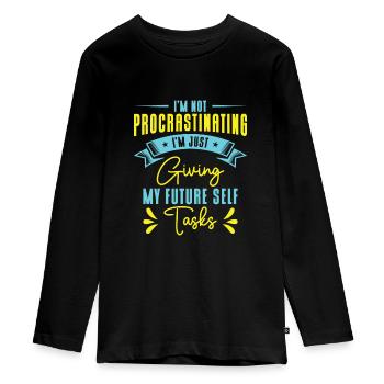 Procrastinating Tasks Procrastinator Delaying Work - Teenager Premium Organic Long Sleeve Shirt - black - Front - AI Model Kid Female (0cm)