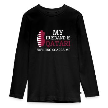 Nichts macht mir Angst Katarischer Ehemann Katar - Teenager Premium Bio Langarmshirt - Schwarz - Vorne - AI Model Kid Female (0cm)