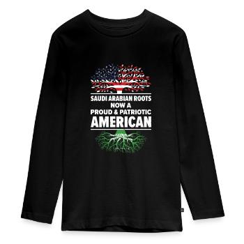 Born Saudi Arabian Saudi Arabia American USA - Teenager Premium Organic Long Sleeve Shirt - black - Front - AI Model Kid Female (0cm)