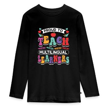 ESL-Lehrer Englisch Mehrsprachiger Lehrer für - Teenager Premium Bio Langarmshirt - Schwarz - Vorne - AI Model Kid Female (0cm)