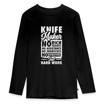 Knifemaking Knife Making Bladesmith Smithing Knife - Teenager Premium Organic Long Sleeve Shirt - black - Front - AI Model Kid Female (0cm)