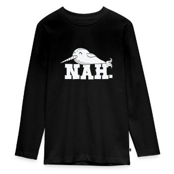 Procrastinating Narwhal Lover Aquatic Animals - Teenager Premium Organic Long Sleeve Shirt - black - Front - AI Model Kid Female (0cm)