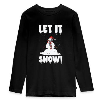 Halloween Gruseliger Schneemann Gespenstischer - Teenager Premium Bio Langarmshirt - Schwarz - Vorne - AI Model Kid Female (0cm)