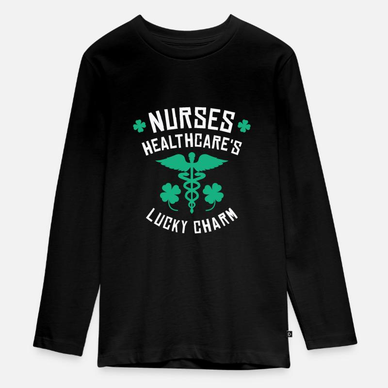 St. Patrick's Day Krankenschwester - Teenager Premium Bio Langarmshirt - Schwarz