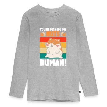 Fieser Hamster Niedliches Tier Hamsterliebhaber - Teenager Premium Bio Langarmshirt - Grau meliert - Vorne