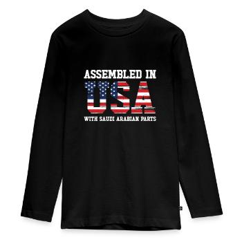 Born Saudi Arabian Saudi Arabia American USA - Teenager Premium Organic Long Sleeve Shirt - black - Front - AI Model Kid Female (0cm)