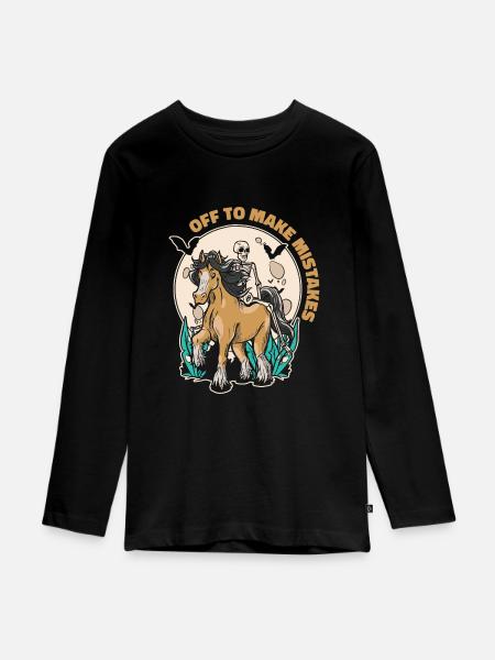 Skelett Reitpferd Fehler Reiten - Teenager Premium Bio Langarmshirt - Schwarz