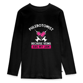 Phlebotomist Phlebotomy Nurse Tech - Teenager Premium Organic Long Sleeve Shirt - black - Front - AI Model Kid Female (0cm)