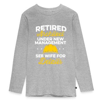 Retired Architect Architecture Retirement - Teenager Premium Organic Long Sleeve Shirt - heather grey - Front