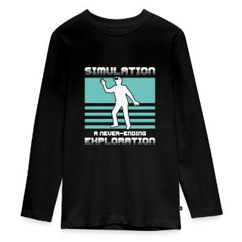 Simulation Sci Fi Futuristic Conspiracy - Teenager Premium Organic Long Sleeve Shirt - black - Front - AI Model Kid Female (0cm)