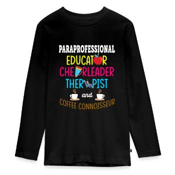 Paraprofessional Teacher Para Educator - Teenager Premium Organic Long Sleeve Shirt - black - Front - AI Model Kid Female (0cm)
