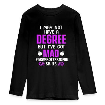 Paraprofessional Teacher Para Educator - Teenager Premium Organic Long Sleeve Shirt - black - Front - AI Model Kid Female (0cm)