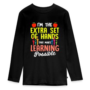 Paraprofessional Teacher Para Educator - Teenager Premium Organic Long Sleeve Shirt - black - Front - AI Model Kid Female (0cm)