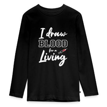 Phlebotomist Phlebotomy Nurse Tech - Teenager Premium Organic Long Sleeve Shirt - black - Front - AI Model Kid Female (0cm)