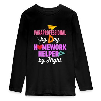 Paraprofessional Teacher Para Educator - Teenager Premium Organic Long Sleeve Shirt - black - Front - AI Model Kid Female (0cm)