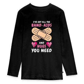 Schulkrankenschwester Medizinische Krankenpflege - Teenager Premium Bio Langarmshirt - Schwarz - Vorne - AI Model Kid Female (0cm)