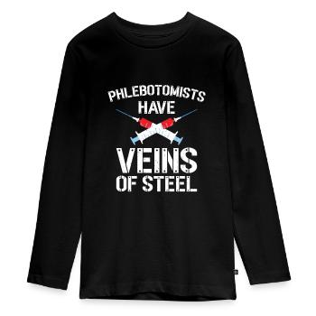 Phlebotomist Phlebotomy Nurse Tech - Teenager Premium Organic Long Sleeve Shirt - black - Front - AI Model Kid Female (0cm)