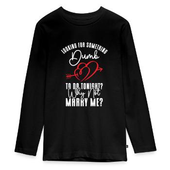 Dumb Wedding Heart Couple Relationship Romance - Teenager Premium Organic Long Sleeve Shirt - black - Front - AI Model Kid Female (0cm)