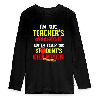 Paraprofessional Teacher Para Educator - Teenager Premium Organic Long Sleeve Shirt - black - Front - AI Model Kid Female (0cm)