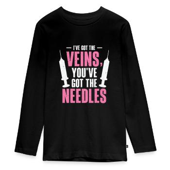 Phlebotomist Phlebotomy Nurse Tech - Teenager Premium Organic Long Sleeve Shirt - black - Front - AI Model Kid Female (0cm)