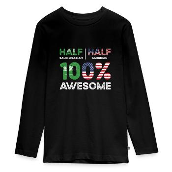 Born Saudi Arabian Saudi Arabia American USA - Teenager Premium Organic Long Sleeve Shirt - black - Front - AI Model Kid Female (0cm)