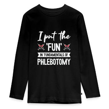 Phlebotomist Phlebotomy Nurse Tech - Teenager Premium Organic Long Sleeve Shirt - black - Front - AI Model Kid Female (0cm)