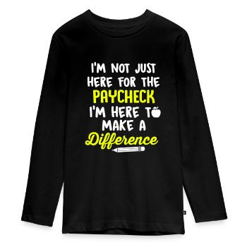 Paraprofessional Teacher Para Educator - Teenager Premium Organic Long Sleeve Shirt - black - Front - AI Model Kid Female (0cm)