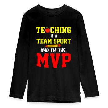 Paraprofessional Teacher Para Educator - Teenager Premium Organic Long Sleeve Shirt - black - Front - AI Model Kid Female (0cm)
