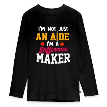 Paraprofessional Teacher Para Educator - Teenager Premium Organic Long Sleeve Shirt - black - Front - AI Model Kid Female (0cm)