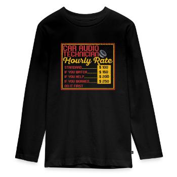 Car Audio Technician Car Stereo Fanatic Automobile - Teenager Premium Organic Long Sleeve Shirt - black - Front - AI Model Kid Female (0cm)