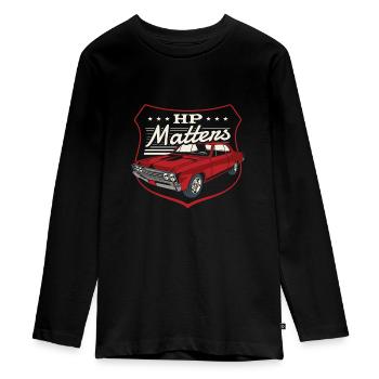 Muscle-Car-Enthusiast Autoliebhaber - Teenager Premium Bio Langarmshirt - Schwarz - Vorne - AI Model Kid Female (0cm)