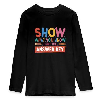 Test Day Teacher Testing Day School Staar Test - Teenager Premium Organic Long Sleeve Shirt - black - Front - AI Model Kid Female (0cm)