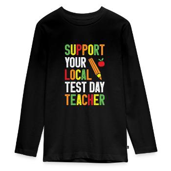 Test Day Teacher Testing Day School Staar Test - Teenager Premium Organic Long Sleeve Shirt - black - Front - AI Model Kid Female (0cm)