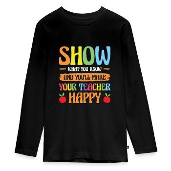Test Day Teacher Testing Day School Staar Test - Teenager Premium Organic Long Sleeve Shirt - black - Front - AI Model Kid Female (0cm)