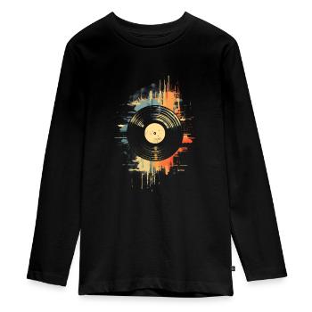 Vinyl Record LP Retro Couleur - T-shirt manches longues Premium Ado - noir - Devant - AI Model Kid Female (0cm)