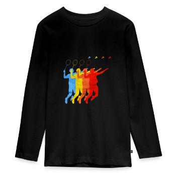 BADMINTON Federball T-Shirt Retro Vintage - Teenager Premium Bio Langarmshirt - Schwarz - Vorne - AI Model Kid Female (0cm)