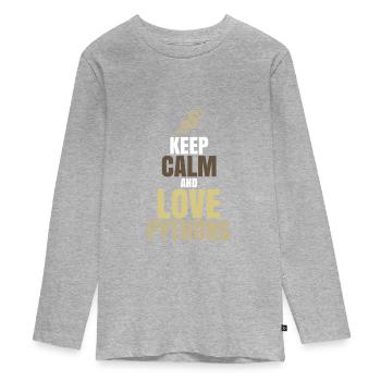 python - Teenager Premium Organic Long Sleeve Shirt - heather grey - Front