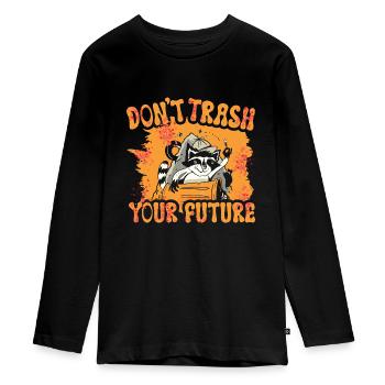 Racoon Trash - Teenager Premium Organic Long Sleeve Shirt - black - Front - AI Model Kid Female (0cm)