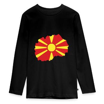 Mazedonien - Macedonia - Македонија - Makedonija - Teenager Premium Bio Langarmshirt - Schwarz - Vorne - AI Model Kid Female (0cm)