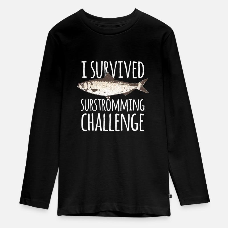 Paroles de poissons Surströmming Challenge drôle cool - T-shirt manches longues Premium Ado - noir
