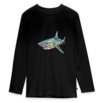 Shark - Teenager Premium Organic Long Sleeve Shirt - black - Front - AI Model Kid Female (0cm)