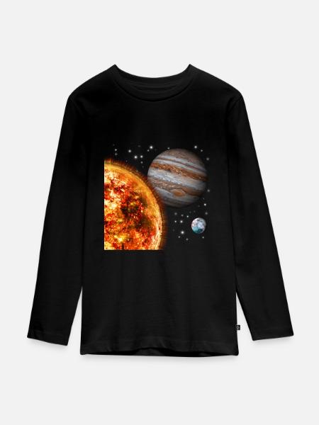 Weltraum - Teenager Premium Bio Langarmshirt - Schwarz