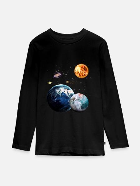 Weltraum - Teenager Premium Bio Langarmshirt - Schwarz