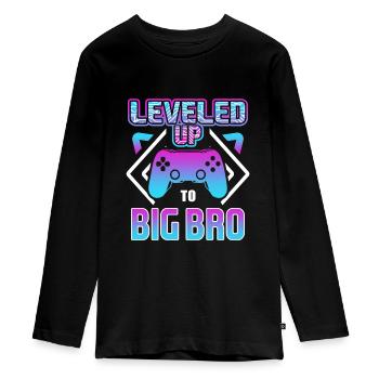Niveau grand frère - je vais être un grand frère - T-shirt manches longues Premium Ado - noir - Devant - AI Model Kid Female (0cm)