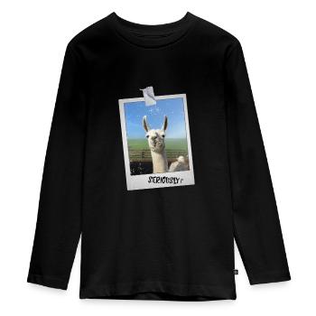 Photo drôle d'alpaga de lama "Sérieusement?" En disant - T-shirt manches longues Premium Ado - noir - Devant - AI Model Kid Female (0cm)